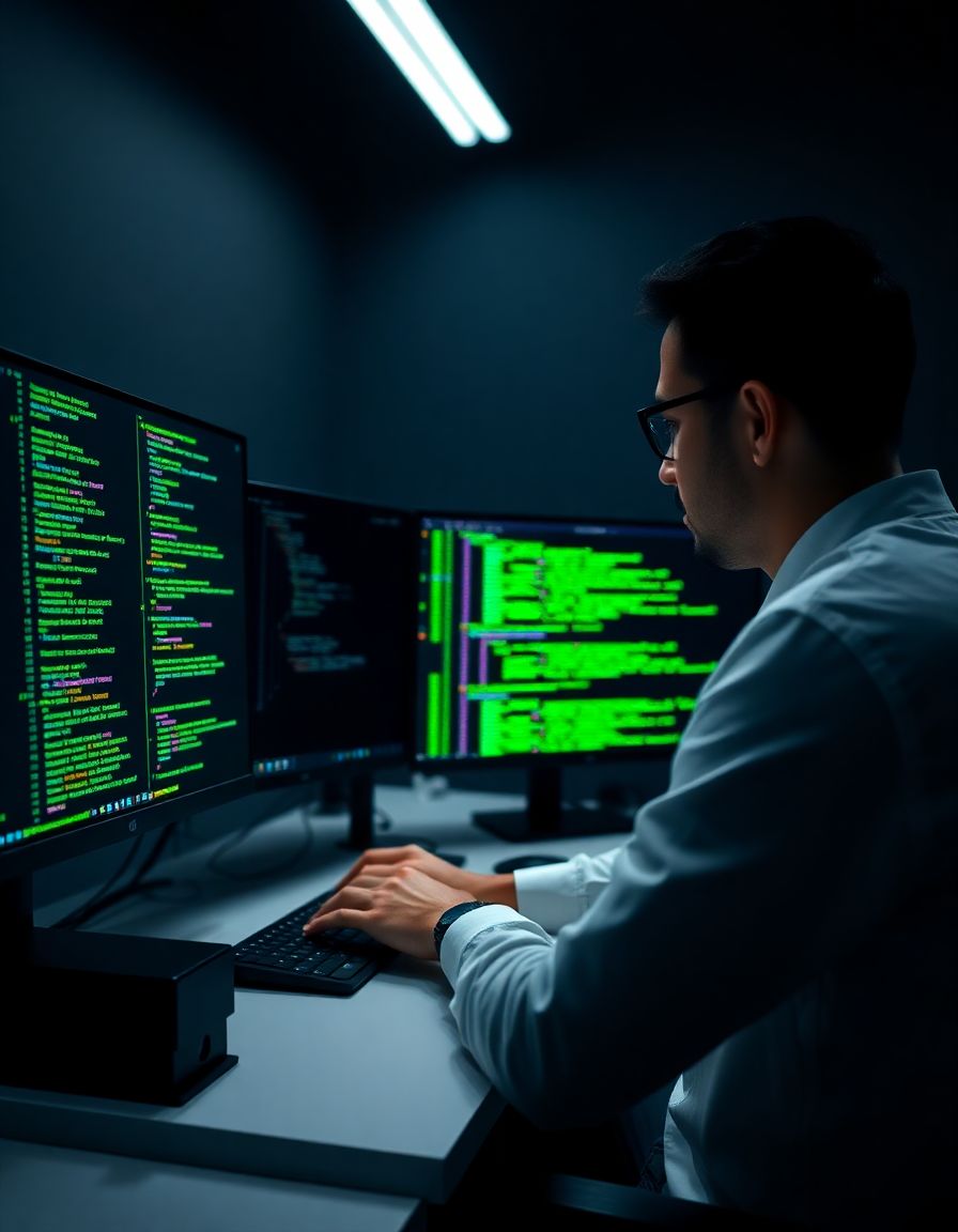 Developer Coding at Workstation